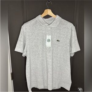 Lacoste Men's Classic Fit Terry Polo Shirt Grey Chine NWT Size 6 XL Soft